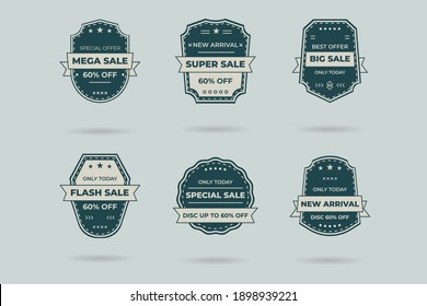 Set of retro vintage sale logo badges on a gray background