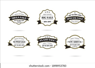 Set of retro vintage sale logo badges on a transparent background.