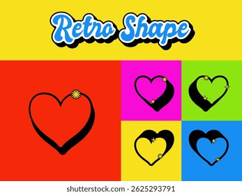 Conjunto de icono de forma de Antiguas retro. Forma de Vector editable de los años 70. Icono de Vector de alta calidad