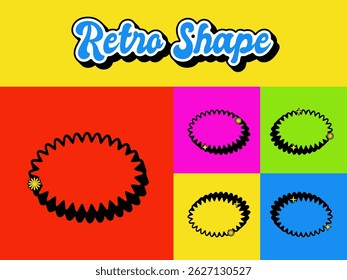 Set of Retro Vintage Shape Icon. Editable 70s Vector Shape. High Quality Vector Icon