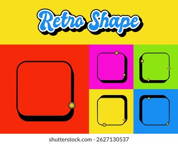 Set of Retro Vintage Shape Icon. Editable 70s Vector Shape. High Quality Vector Icon