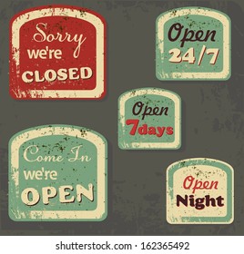 Set of Retro Vintage Signs with Grunge Effect (can be removed).