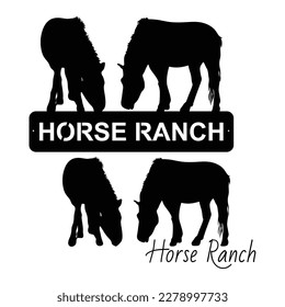 Set of Retro Vintage Silhouette Horse Ranch Logo Design. Countryside western country farm ranch logo vector illustration design graphic