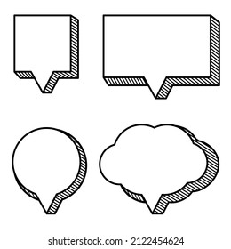 Set of retro vintage speech bubble icons, isolated on transparent background. Chat icon set. eps 10.