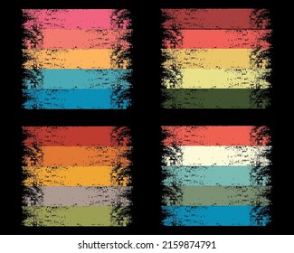 Set of Retro Vintage Retro Striped Sunset Background