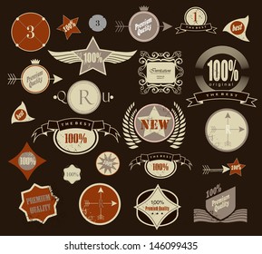 Set of retro vintage style labels. Vector illustration.