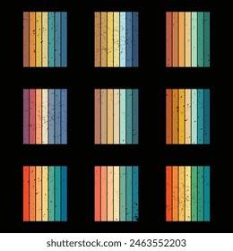 A set of retro vintage sunset shape