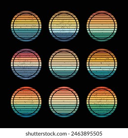 A set of retro vintage sunset shape