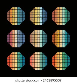 A set of retro vintage sunset shape