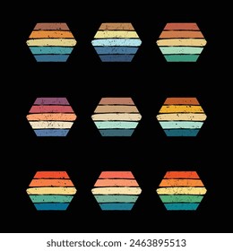 A set of retro vintage sunset shape