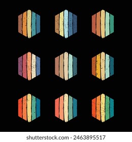 A set of retro vintage sunset shape