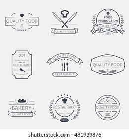 Set of retro vintage thin line badges and emblems,  signs for logotype, coat of arms, banners, icons.