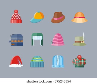 Set of retro vintage woman hat elegance vector illustration