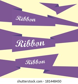 Set of retro violet ribbons and labels. Vector illustration. violet bow collection