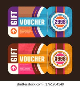 Set of retro voucher template