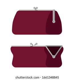 Set Retro Wallet open and Closed. Old purse. vector illustration