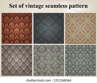 set of retro wallpaper and vintage  pattern for background, pattern in swatches