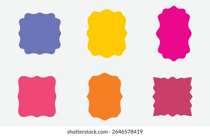 Ensemble d'Images vectorielles rétro de cadres festonnés ondulés sur fond blanc