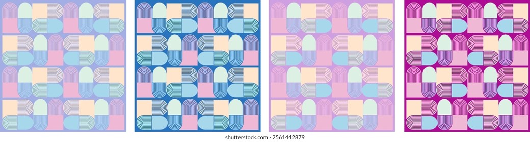 A set of retro-inspired geometric backgrounds in trendy pastel colors. Perfect for branding, social media, presentations, and design projects