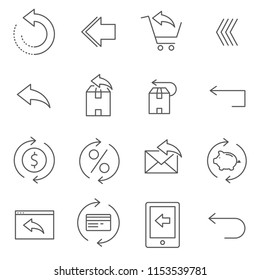 Set of return Related Vector Line Icons. Contains such Icons as arrow, back, refresh and more.  