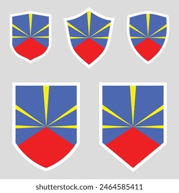 Set of Reunion Flag in Shield Shape Frame