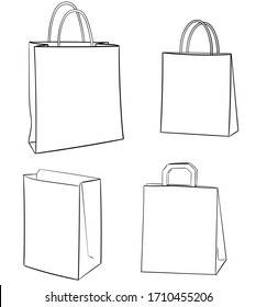 Establecer ilustración vectorial de bolsas de papel reutilizables.