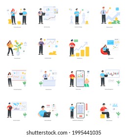Set of Revenue Management Flat Illustrations