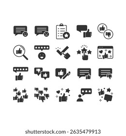 set of review icons, feedback, customer experience