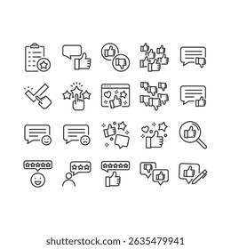 set of review icons, feedback, customer experience