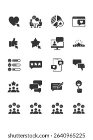 set of review icons, feedback, customer experience
