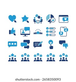 Conjunto de iconos de revisión, Comentarios, experiencia del Cliente