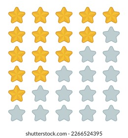 Set Of Review Stars In Flat Style Vectorart