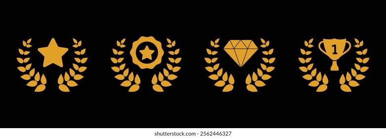 Set of Reward icon collection. Diamond, Star, wining cup symbol. Vector Illustration.