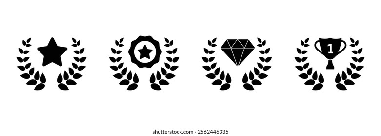 Set of Reward icon collection. Diamond, Star, wining cup symbol. Vector Illustration.