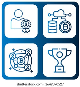 Set of reward icons. Such as Reward, Cryptocurrency, Blockchain, Trophy , reward icons