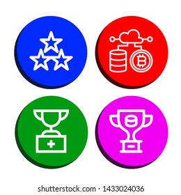 Set of reward icons such as Stars, Cryptocurrency, Trophy , reward