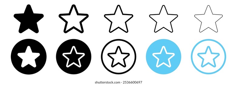 Set of reward rating star mark icon collection. Favorite star symbol. Vector Illustration.