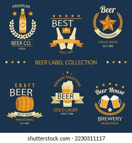 set of Reward wreath Beer Label Logo Design vector 