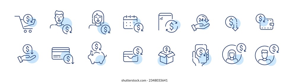 Set of rewards customer loyalty program icons. Card, shopping, app, user etc. Pixel perfect, editable stroke