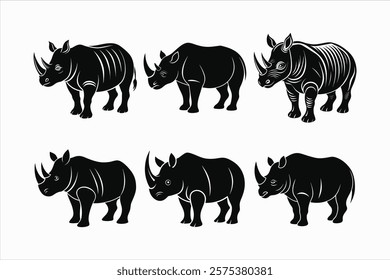 Set of rhino animals vector illustration