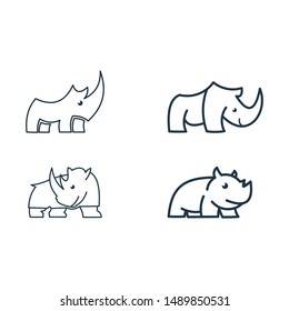 Set of Rhino Line Logo Vector