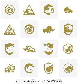 Set of Rhino Logo Concept Vector. Rhino Logo Template - Vector