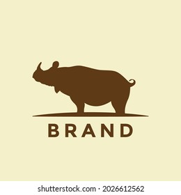 Set of Rhino Logo templates, Elegant Rhino logo design vector