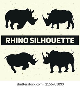 Set of Rhino Silhouettes Premium Vector
