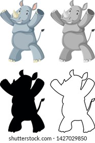 Set of rhinoceros character illustration