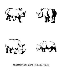 Set of rhinoceros vector illustration, simple and creative design