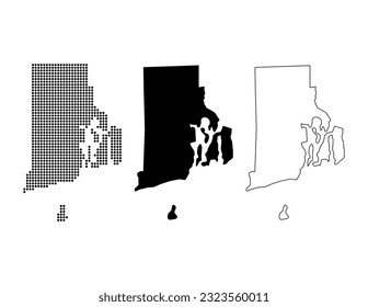 Set of Rhode island map, united states of america. Flat concept symbol vector illustration .