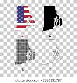 Set of Rhode island map, united states of america. Flat concept symbol vector illustration .