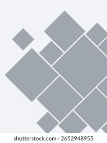 Set of rhombus photo cards different sizes. Empty mosaic photo frames. Vector realistic Mockup for banner design, flyer, leaflet, photo album, collages. Blank gray template. EPS10.