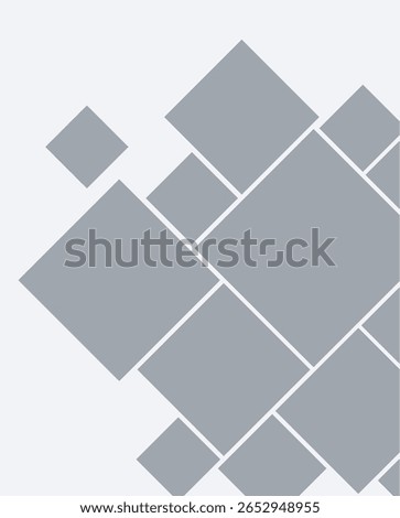 Set of rhombus photo cards different sizes. Empty mosaic photo frames. Vector realistic Mockup for banner design, flyer, leaflet, photo album, collages. Blank gray template. EPS10.